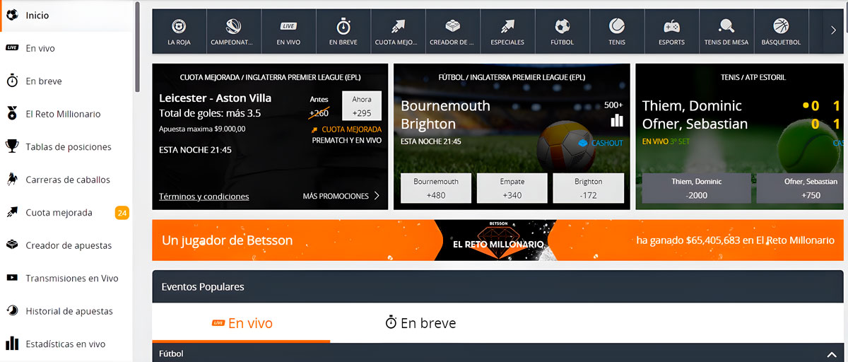 Apuestas deportivas en Betsson